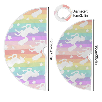 ATTX Rainbow Star Unicorn Christmas Tree Skirt 35.4 inch Ornaments Xmas Tree Skirts for Christmas Holiday Decoration Year Party