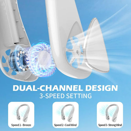 Labeol Portable Neck Fan, 6000Mah Battery Wearable Personal Neck Fan, Rechargeable Bladeless Neck Fan 360° Surrounding Wind
