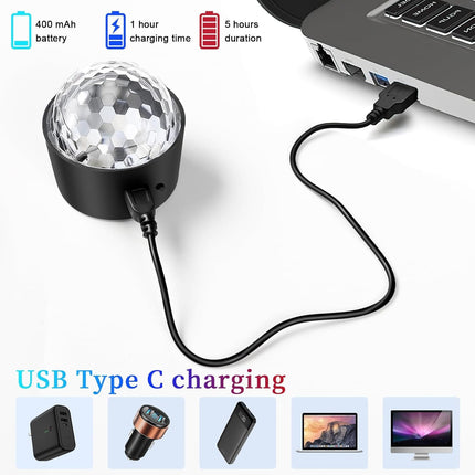 Disco Ball Lights Battery Operated Party Lights Sound Activated DJ Lights Rechargeable Portable for Outdoor Indoor Disco Light for Home Room Car Graduation Party Decorations Halloween Christmas