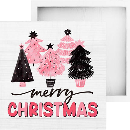 Pink and Black Merry Christmas Decor Christmas Tree Decor Black and Pink Christmas Decorations for Home Pink and Black Christmas Decor Merry Xmas Decorations 5 x 5 Inches