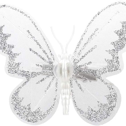Firlar Christmas Glitter Butterfly Ornament, 24 Pcs DIY Craft Butterfly Clip on Christmas Tree Ornaments Simulation Butterfly for Xmas Tree Wreaths Party Wedding Decor