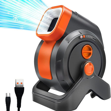 Outdoor Fan With Light Camping Portable Fan,7800Mah Usb Rechargeable Battery Fan, 90°Head Rotation,Folding Desktop Fan Personal