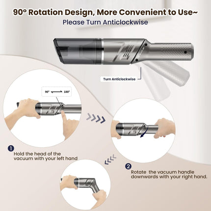 Car Vacuum Mini Vacuum Handheld Vacuum Cordless,120W Car Vacuum Cleaner High Power 90° Rotatable Handle Rechargeable Hand Vacuum Cordless Dry Wireless Portable Handheld Car Vacuum For Homecaroffice