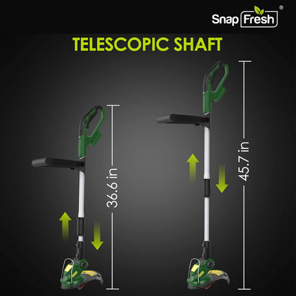 SnapFresh Cordless String Trimmer - Electric Trimmer Battery Powered, 20V Weed Eater with Battery & Charger, Weed Trimmer for Multi-Angle Adjustment Cutting, Lightweight Lawn Trimmer for Mowing