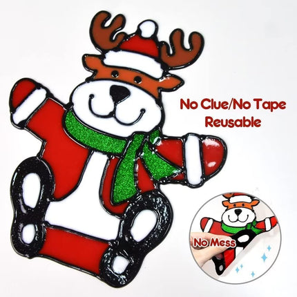 12 Pcs Christmas Window Clings Decal Ornaments Christmas Decorations Christmas Window Stickers for Christmas Window Decorations Party Supplies Snowman, Santa Claus and More