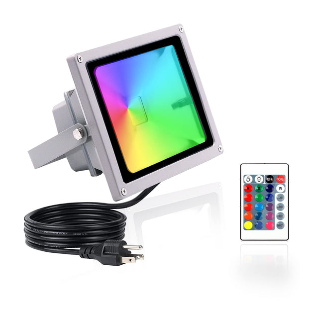 HANNAHONG 10W Color Changing RGB LED Landscape Spot-Light with Remote,5 Ft Cable Plug-in,4 Modes Flash,Dimmable,IP 66 Watrerproof Outdoor Christmas Tree Wheel Shirt Harry Potter Garden Decoration