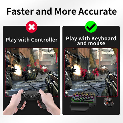 Game Controller Emulator for Xbox Series/Xbox One/Xbox 360/PS4/PS3/Nintendo Switch, Keyboard and Mouse Adapter for FPS/TPS/STG/RTS Games