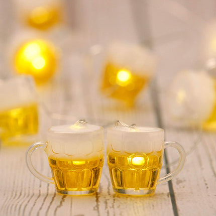 Christmas Home Party Decoration Lights, USB & Battery Operated Indoor Led String Lights with Remote Timer, 15 Beer Mug LEDs, Holiday Lights String for Christmas Tree Decor, Thanksgiving