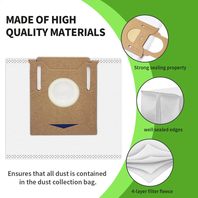 Uniqus 12 Pack Vacuum Dust Bags For Ecovacs Deebot Ozmo T8 T8 Aivi Dx93 Ddx96 T9N8Pro T8Max T8Power Aivi Robot Vacuum Cleaner Accessories