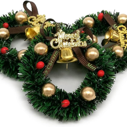 10pcs Mini Wreath Christmas Dollhouse Miniatures Small Wreath Tiny Wreaths for Crafting Windows Christmas Wreath Mini Wreaths for Cabinets Christmas Ornament Wreath Doll House Christmas Decorations