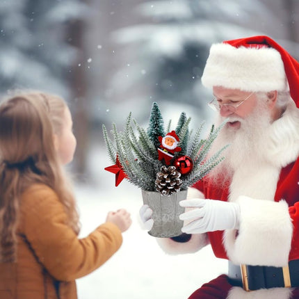 SUPREME XMAS Small Christmas Tree Table Top Christmas Decorations, 2 PCS Artificial Mini Christmas Tree with Ornaments Christmas Centerpieces for Tables Indoor Home Mantel Holiday Party Decor
