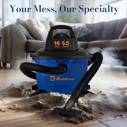 Koblenz Wd16 L4 Portable Wetdry Vacuum, 16 Gallon Tank, Black+Blue