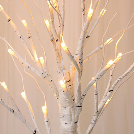[ 2 Pack & Timer ] TURNMEON Prelit Lighted Birch Trees with 48 LED Warm White Lights DIY Burlap, Battery Operated Artificial Tabletop Christmas Tree for Home Indoor Holiday Xmas Christmas Decorations