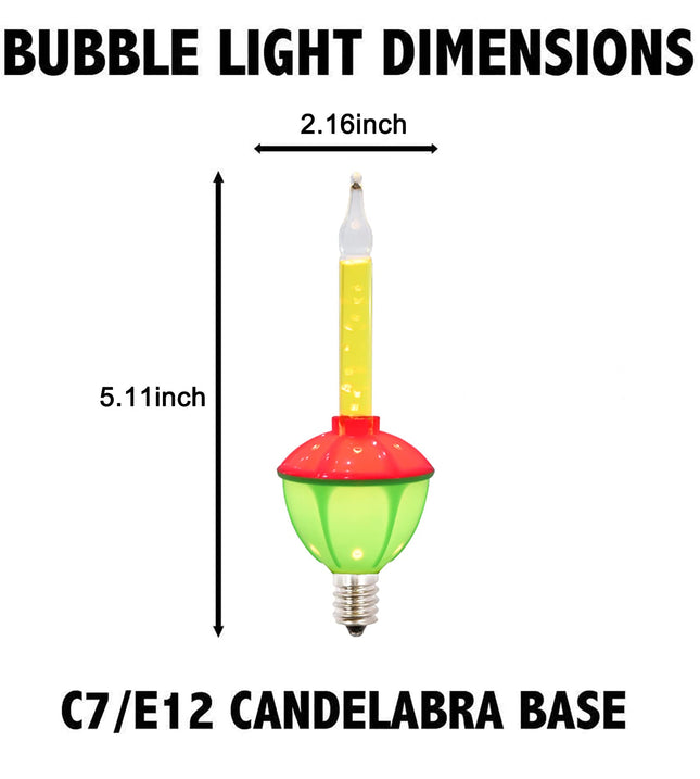 4 Pack Multicolor Christmas Bubble Light Replacement Bulbs, Vintage Bubble Light Replacement Bulbs with Colorful Liquid, Night Lights Bulb for Indoor Outdoor Christmas Tree Decorations, E12 Base, 5W