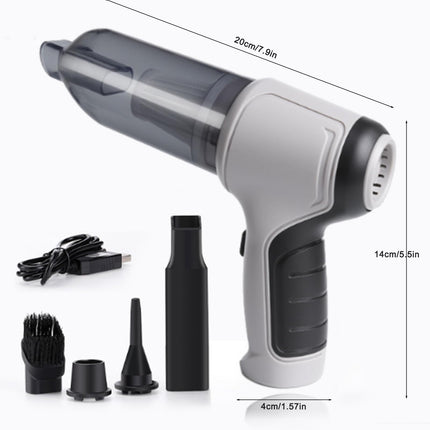 Mini Cordless Car Vacuum Cleaner, Wireless Handheld Usb Chargeable, 9000Pa Strong Suction, 3 In 1 Dust Buster&Air Blower&Hand Pump, Dry&Wet Use Car, Keyboard, Inflatedeflate Swim Ring White