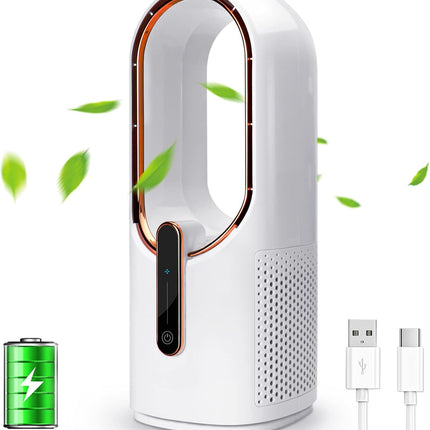 Conbola Desk Fan Portable, Battery Operated,Quiet Desktop Fan Bladeless With 3 Cooling Speeds, 11.8 Inch Touch Control Personal