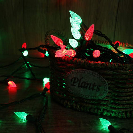 Brizled Red & Green C5 Christmas Lights, 33ft 100 LED Christmas Lights, Connectable 120V UL Mini Christmas Lights Set Faceted Xmas Lights for Chrsitmas Tree Party Roof Indoor Outdoor Decor