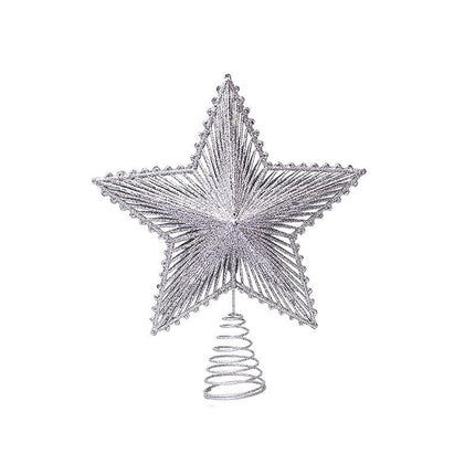 Christmas Tree Star Topper Glitter Star Treetop Xmas Tree Topper Star for Christmas Tree Decorations (Silver)