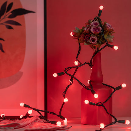 YULETIME Red One-Piece G12 LED Christmas Lights, Total 48 Feet 140 Count 2 Strands 24ft 70ct Waterproof Raspberry String Light (Red)