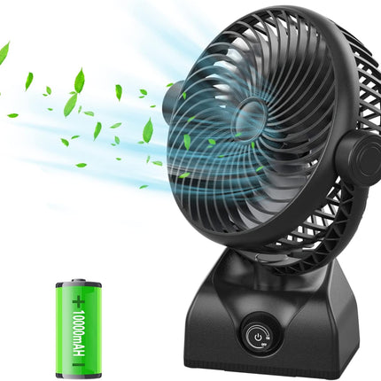 Desk Fan Oscillating Fan, 10000Mah Rechargeable Battery Powered Rotating Table Fan With Stepless Speed, Quiet Office Fan 120°Osci