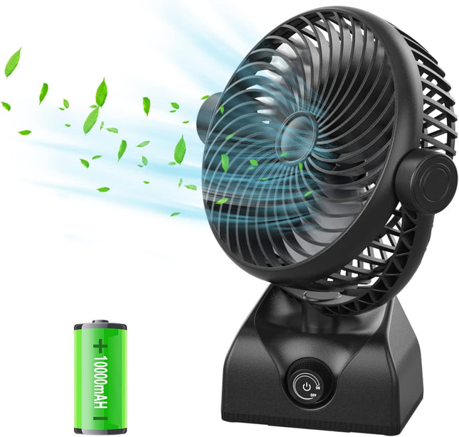 Desk Fan Oscillating Fan, 10000Mah Rechargeable Battery Powered Rotating Table Fan With Stepless Speed, Quiet Office Fan 120°Osci