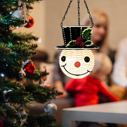 Snowman Hanging Solar Lantern,Christmas Outdoor Decorations Yard,Rattan Outdoor Lanterns for Patio Waterproof,Holiday Solar Powered Lights for Garden Tree Decor