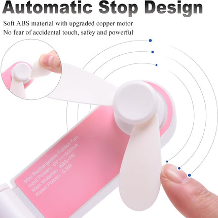 Personal Handheld Fan, Mini Portable Pocket Fan, Little Folding Fans Usb Rechargeable For Woman Girls Makeup Outdoor Travel