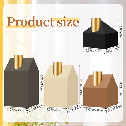 4 Pcs Advent Wood Candle Holders Wooden Modern Advent Candlesticks Candle Holders House Candle Stick Holder for Christmas Advent Wreath Home Decor, Different Heights 3.54, 4.33, 5.12, 5.91 Inch