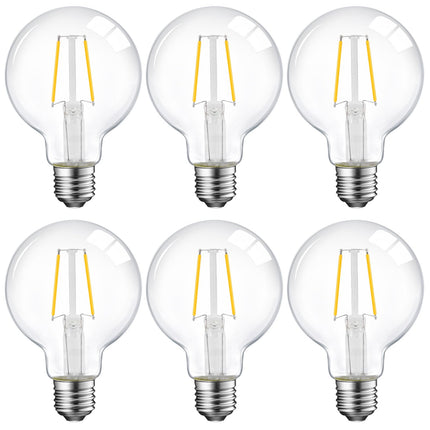 Dimmable LED Edison Light Bulb, G25 (G80) Globe Bulb, 60W Equivalent, 3000K Warm White, Christmas Light, E26 Standard Base, UL Listed, 6-Pack
