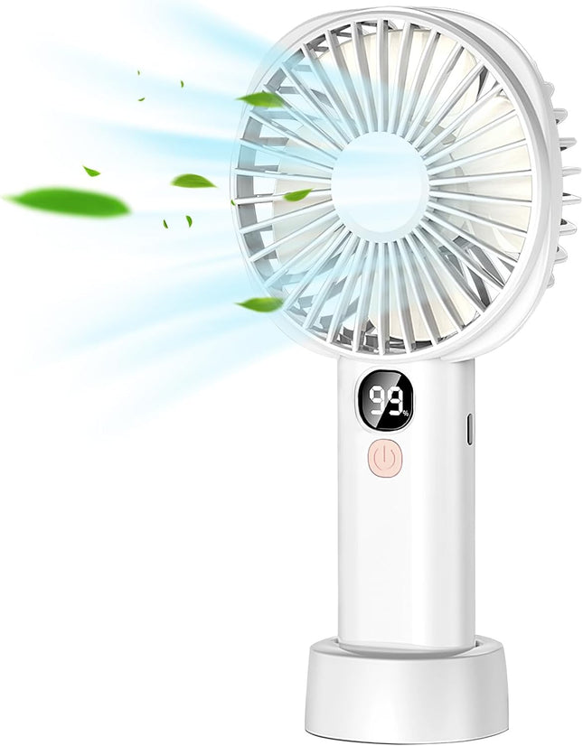 Mini Hand Held Fan Portable, Rechargeable Battery Operated Handheld Fan With Base,410 Hours,5 Speeds Personal Desk Table Fan
