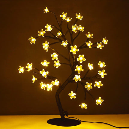 Cherry Blossom Tree Light,17inch 40LED Lighted Tabletop Artificial Flower Bonsai Tree Lamp USB Powered s for Home Decor Room Office Party Wedding Christmas Decorations(Warm White)