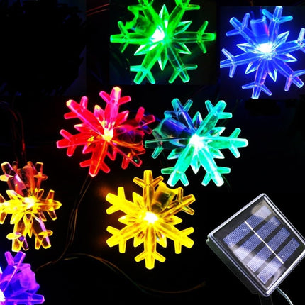Solar Christmas Fairy String Lights 20 ft 30 LED 8 Modes Solar Snowflake Outdoor Waterproof Powered String Lights for Garden Patio Yard Home Christmas Tree Parties(Multicolor)