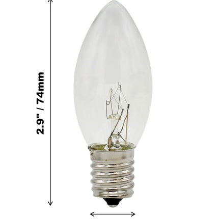 Creative Hobbies 25 Pack C9 Clear Blinking Replacement Bulbs for Christmas Lights, E17 C9 Intermediate Base, Random Blinking, 7 Watt, Cool White, Transparent, Cool White