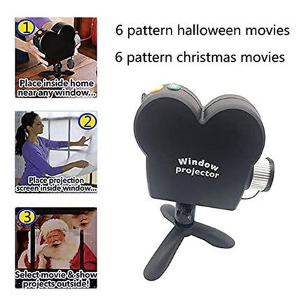 Halloween Window Projector,Halloween Holographic Projector,Christmas Led Holographic Projection Lamp,12 Movies,Used for Halloween Outdoor Garden Decoration Family Outdoor Party