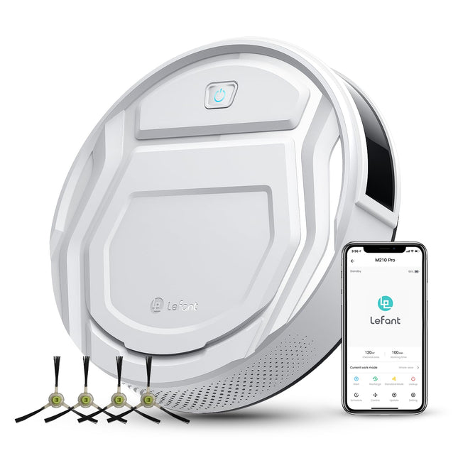 Lefant M210 Pro Robot Vacuum Cleaner, 2200Pa Powerful Suction, 120 Mins Runtime, Automatic Selfcharging, Wifiappalexa Control, Ideal For Pet Hair, Hard Floor And Lowpile Carpet