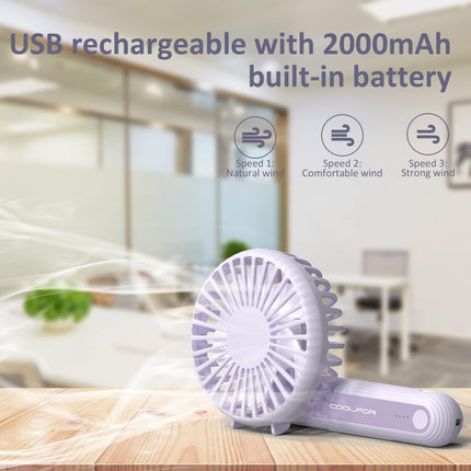 Handheld Fan,Usb Rechargeable Mini Fan With 2000Mah Battery Operated Small Fan With 3 Adjustable Speeds,180°Rotation Foldable Fan