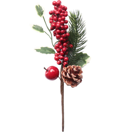 14PCS Artificial Berry Picks, Christmas Pine Picks with Red & White Berries Pine Cones for Christmas Decorations DIY Crafts Wrapping Flower Arrangements Wreaths Holiday Floral Snowy Picks (14)