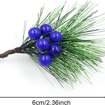 DULRLLY 24 Pcs Artificial Pine Picks, Winter Berries Holly Spray Wire Stems, Mini Stimulation Red Berries Branches for Xmas Flower Arrangements Wreaths and Holiday Decorations… (Blue)