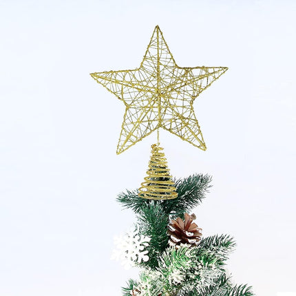 Christmas Tree Topper 8 Inches 20cm Gold Star Tree Topper Christmas Decorations for Tree Metal Glitter Stars Xmas Tree Topper Tree Toppers Christmas Decorations