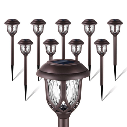 10 Pack Solar Lights Outdoor Decorative, Solar Pathway Lights Outdoor, Solar Powered Garden Yard Lights for Walkway Sidewalk Driveway.