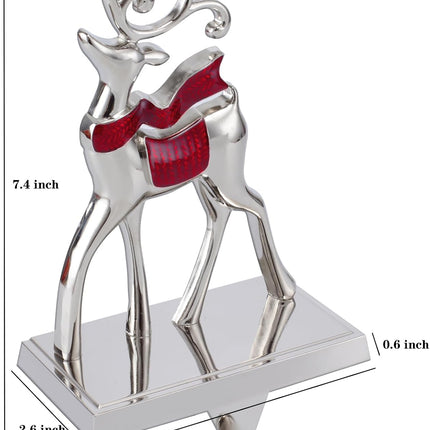 Set of 4 Christmas Stocking Holders for Mantel,Deer Snowman Stocking Hangers for Fireplace Candy Cane Holder Hanger for Stocking/Garland,Metal Stocking Hooks for Xmas Decoration (Christmas Set)