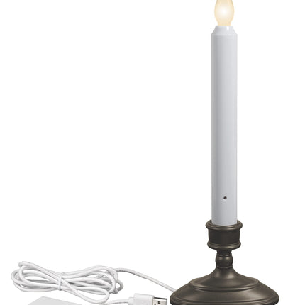 FPC1370A-6 LED Plug-in Window Candle with Hot Spot Technology Dusk to Dawn Sensor and Choose Warm or White Flame, Aged Bronze/Black, Pack of 6
