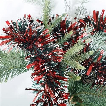 25ft Christmas Tinsel Garland, Christmas Tree Ornaments Home Party Classic Shiny Sparkly Ceiling Hanging Decorations,3.6 inch Wide Filaments Red