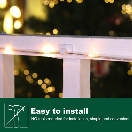 Brightown White Light Clips - Strongly Sticky with 25-Clips, 30-Stickers Christmas Light Clips, UV-Resistant Material, Decorate Damage- Cable Clips for Indoor Outdoor String Lights
