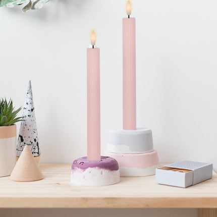 Flameless Taper Candles Flickering with 10-Key Remote, Battery Operated Warm Light LED Window Candles Striped Real Wax Wedding Birthday Party Home Christmas Decor 6 Pack (0.78 X 9.45 Inchs)…