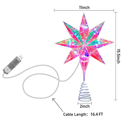 Smart Christmas Star Tree Topper, 15.5" Holographic 3D Star Treetop App Programmable Dimmable Tree Topper with 20 RGB LEDs Lights Xmas Star Tree Topper for Christmas Tree Party Home Holiday Decor