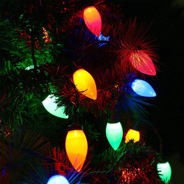 C9 Bulbs Christmas Lights, 33ft 50LEDs Outdoor Christmas String Lights, 5 Sets Connectable, IP65 Waterproof Outdoor Indoor Vintage Fairy Lights for Christmas Tree Party Decor (Multicolor)