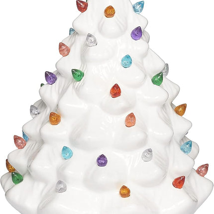 Roman Christmas - Lighted White Vintage Tree, 8" H, Christmas Collection, Ceramic, Battery Operated, Inspirational, Beautifully Detailed, Long Lasting