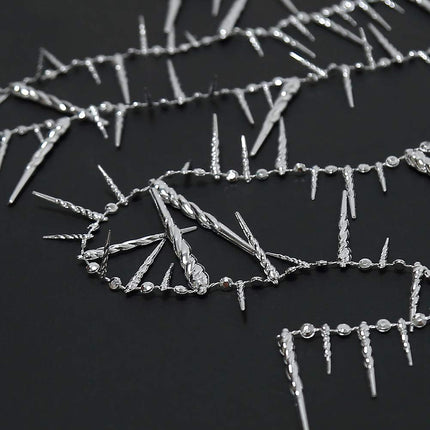 Decor365 3D Glitter Silver Icicle Garlands Banner Streamer for Christmas Party Decoration Year Ice Winter Wonderland Birthday Streamers Wedding Baby Shower