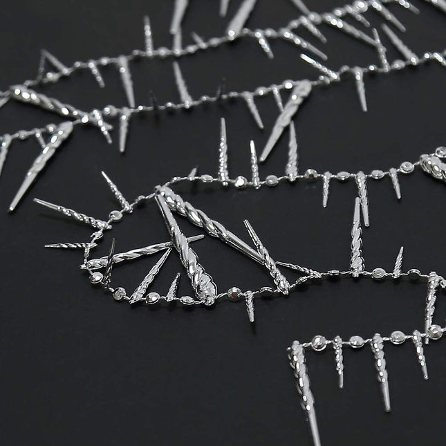 Decor365 3D Glitter Silver Icicle Garlands Banner Streamer for Christmas Party Decoration Year Ice Winter Wonderland Birthday Streamers Wedding Baby Shower
